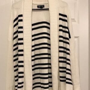 Lands’ End navy and white stripe knit cardigan